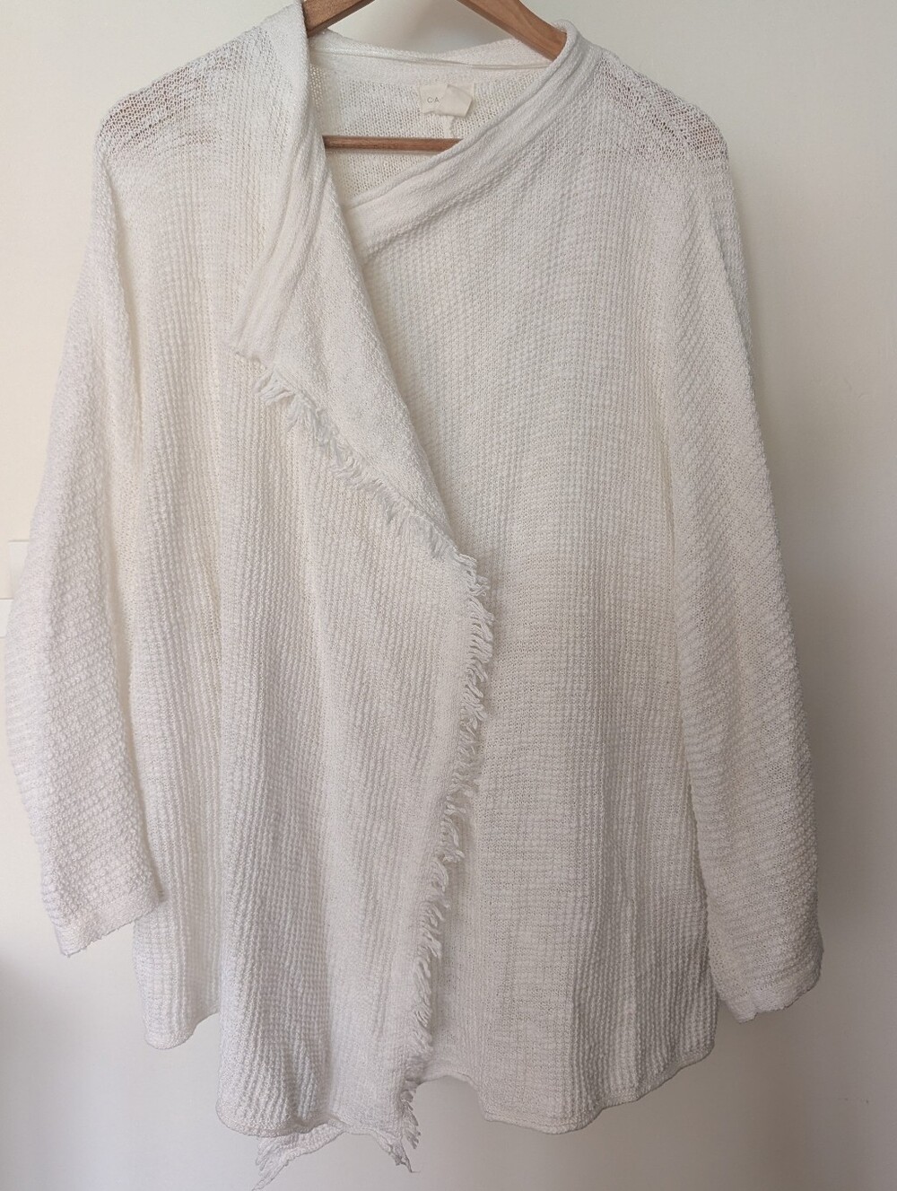 Nordstrom Caslon Cotton Blend Lightweight Ivory Cream Open Cardigan Women's L